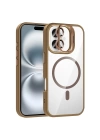 Apple iPhone 16 Kılıf Standlı ve Kamera Lens Hediyeli M-Safe Şarj Özellikli Redclick Etro Kapak