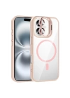 Apple iPhone 16 Kılıf Standlı ve Kamera Lens Hediyeli M-Safe Şarj Özellikli Redclick Etro Kapak