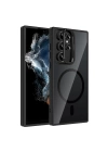 Galaxy S23 Ultra Kılıf Standlı ve Kamera Lens Hediyeli M-Safe Şarj Özellikli Redclick Etro Kapak