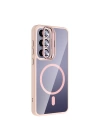 Galaxy S24 Plus Kılıf Standlı ve Kamera Lens Hediyeli M-Safe Şarj Özellikli Redclick Etro Kapak