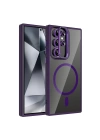 Galaxy S24 Ultra Kılıf Standlı ve Kamera Lens Hediyeli M-Safe Şarj Özellikli Redclick Etro Kapak