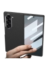 Galaxy Z Fold 6 Kılıf Kamera Korumalı Karbon Fiber Tasarımlı Arka Yüzey Redclick Kıpta Karbon Kapak