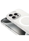 iPhone 15 Pro Kılıf Redclick Magsafe Şarj Özellikli Simli Şeffaf Arka Yüzey Erdos Silikon Kapak