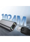 Qgeem QG04 Type-C to RJ45 Ethernet Dönüştürücü Kablo 1024Mbps 22cm