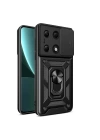 Xiaomi Poco M6 Pro 4G Kılıf Magnetik Standlı Kamera Korumalı Redclick Sürgülü Vega Kapak