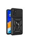 Xiaomi Redmi Note 11 Pro 4G Kılıf Magnetik Standlı Kamera Korumalı Redclick Sürgülü Vega Kapak