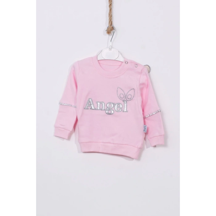 Angel Kanat Detaylı % 100 Pamuk Kız Bebek Takımı