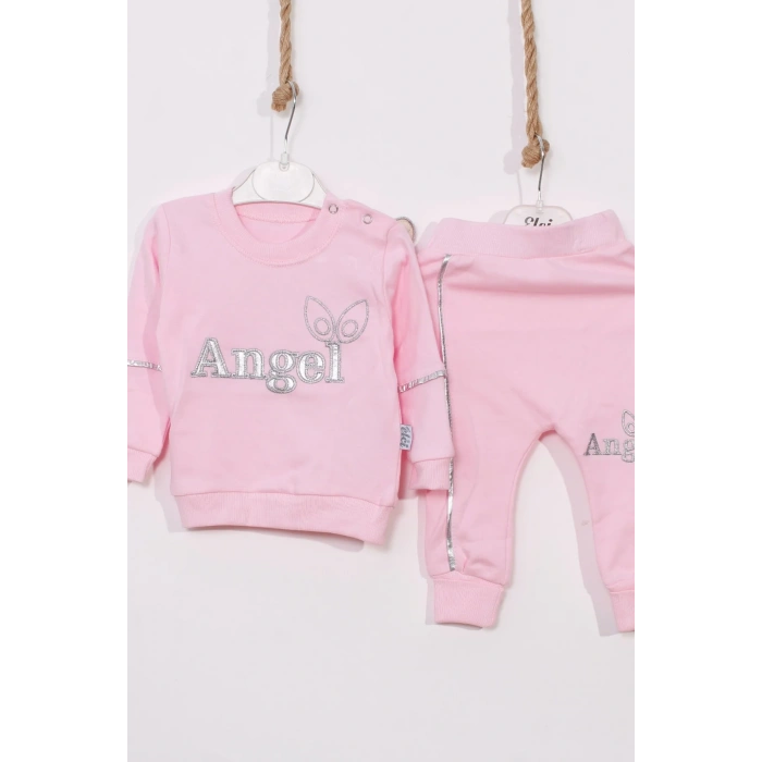 Angel Kanat Detaylı % 100 Pamuk Kız Bebek Takımı