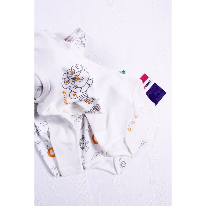 Aslan Desenli Uzun Kol 2li Erkek Bebek Body