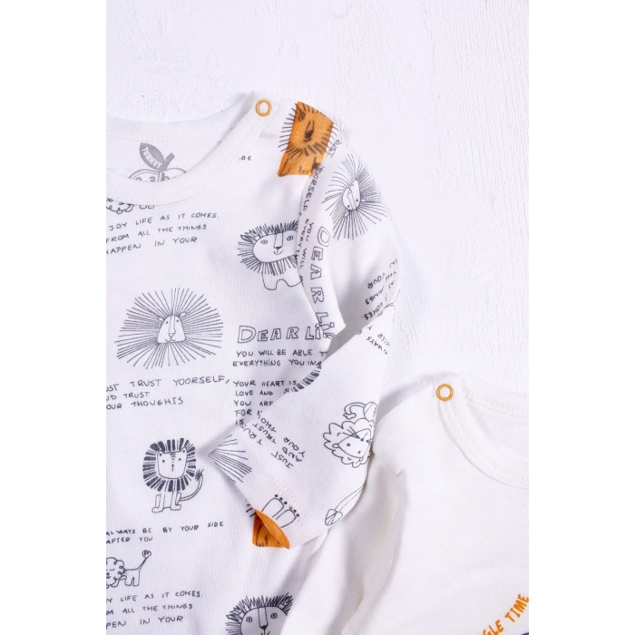 Aslan Desenli Uzun Kol 2li Erkek Bebek Body