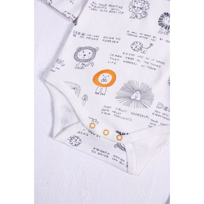 Aslan Desenli Uzun Kol 2li Erkek Bebek Body