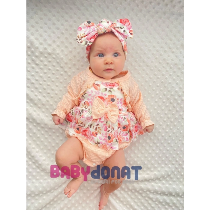 Bahar Çiçekleri Desenli Bandanalı Kız Bebek Romper