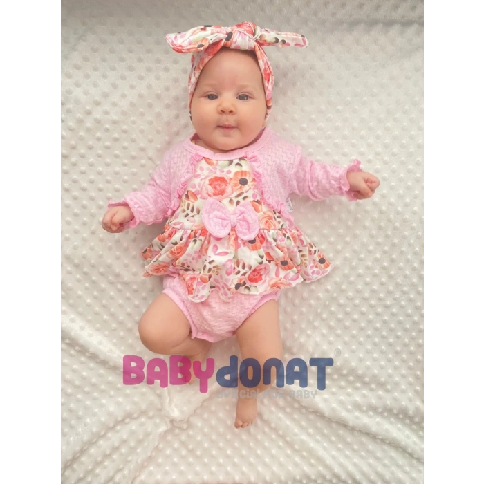 Bahar Çiçekleri Desenli Bandanalı Kız Bebek Romper