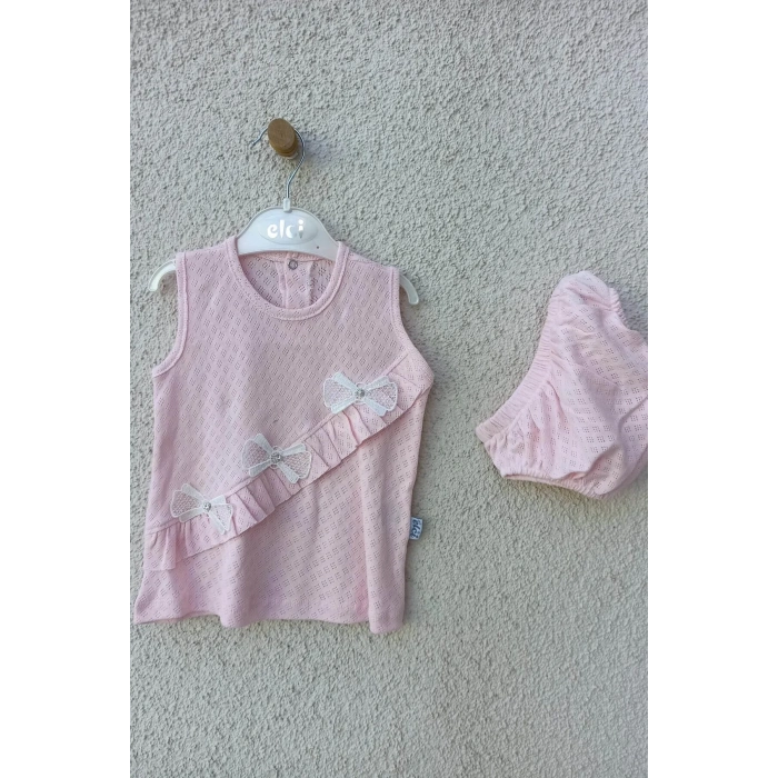 Bebek Brode Fiyonklu Külotlu Yazlık Takım