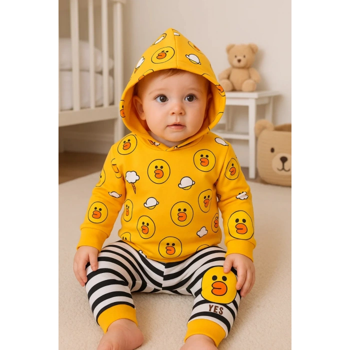 Civciv Desenli 2li % 100 Pamuk Erkek Bebek Takımı