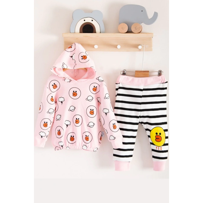 Civciv Desenli 2li % 100 Pamuk Kız Bebek Takımı