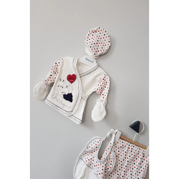 Erkek Bebek Kutulu Tavşan 5li Zıbın Seti