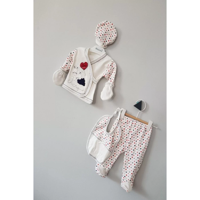 Erkek Bebek Kutulu Tavşan 5li Zıbın Seti