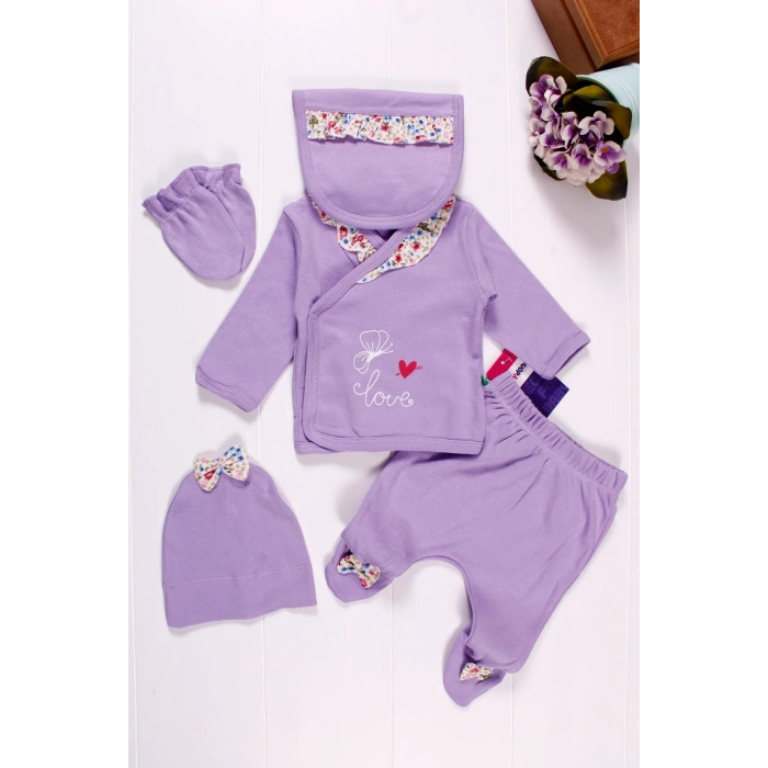 Fırfır Detaylı 5li Kız Bebek Hastane Çıkış Seti