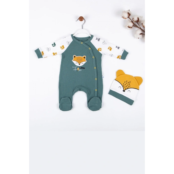 Little Fox Desenli % 100 Pamuk Erkek Bebek Tulumu