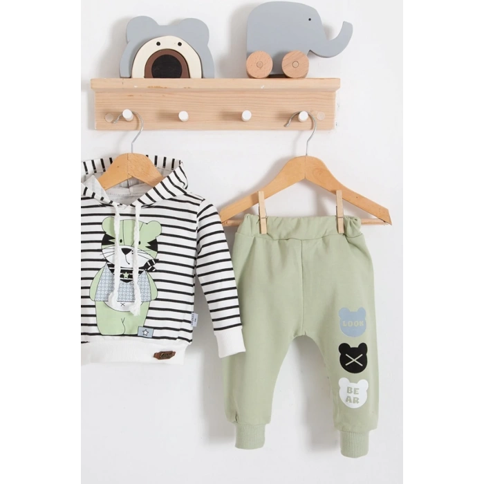 Look Bear 2li Kapişonlu Erkek Bebek Takım