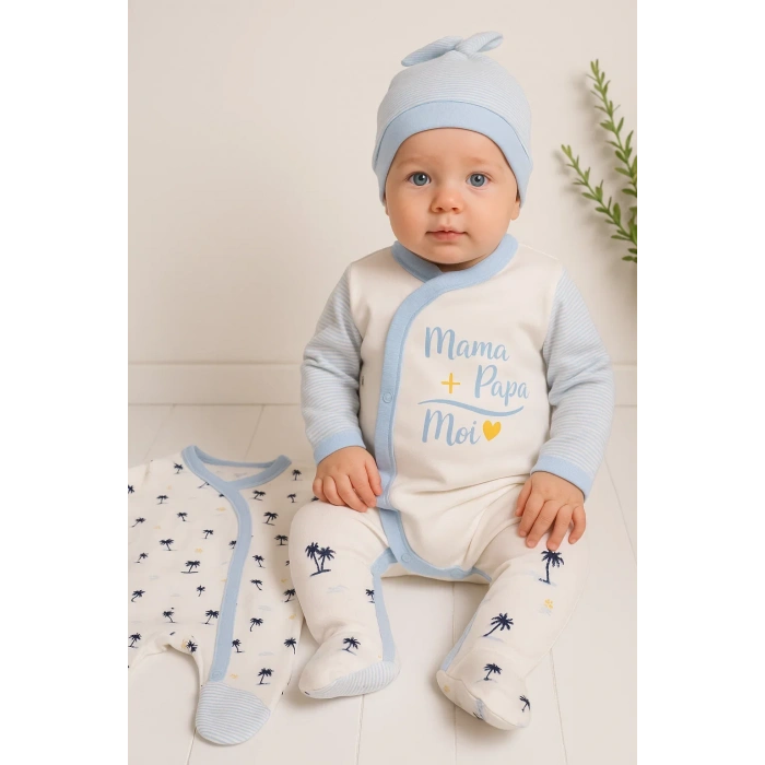 Marin Kravuze Desenli Erkek Bebek 4lü Tulum Seti