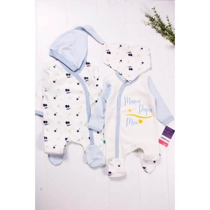 Marin Kravuze Desenli Erkek Bebek 4lü Tulum Seti