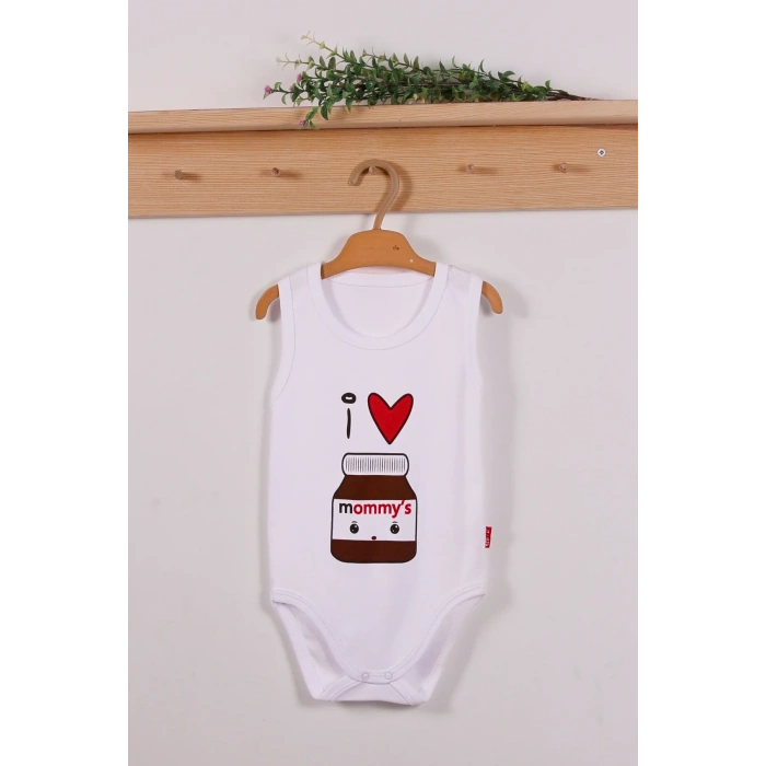 Mommys Cikolata Desenli Askılı Unisex Body