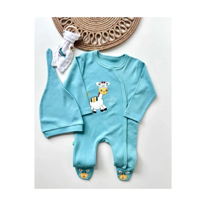 Zürafa Nakışlı Erkek Bebek 4lü Tulum Seti