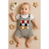 Balık Nakışlı Kısa Kollu Erkek Bebek Tulumu