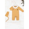 Brode Nakışlı Şapkalı % 100 Pamuk Kız Bebek Tulumu