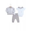 Çizgili Bear Hırkalı % 100 Pamuk Erkek Bebek Takım
