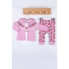 Flover Nakışlı Hırkalı % 100 Pamuk 3lü Kız Takım