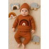 Gökkuşağı Nakışlı 2li % 100 Pamuk Erkek Bebek Takımı