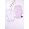 Kalp Desenli Uzun Kol 2li Kız Bebek Body Seti
