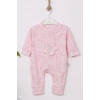 Kelebek Nakışlı % 100 Pamuk Ayaklı Kız Bebek Tulumu