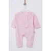 Kelebek Nakışlı % 100 Pamuk Ayaklı Kız Bebek Tulumu