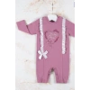 Love Kalp Nakışlı % 100 Pamuk Kız Bebek Tulumu