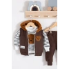 Peluş Ayıcık Desenli Kapişonlu 3lü Erkek Bebek Takımı