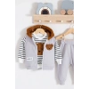Peluş Ayıcık Desenli Kapişonlu 3lü Erkek Bebek Takımı