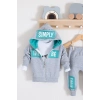 Simply Desenli Kapişonlu 3lü Erkek Bebek Takımı