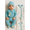 Zürafa Nakışlı Erkek Bebek 4lü Tulum Seti