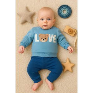 Bear Love Nakışlı % 100 Pamuklu 2li Erkek Takım