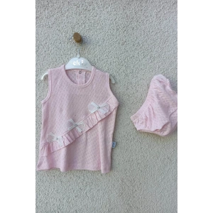 Bebek Brode Fiyonklu Külotlu Yazlık Takım