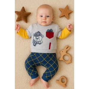 Cep Bear Nakışlı % 100 Pamuklu 2li Erkek Takım