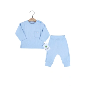 Cep Nakışlı Omuzdan Düğmeli % 100 Pamuk Erkek Bebek Takım