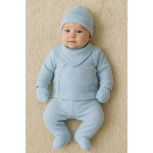 Cepli Çizgili 5li % 100 Pamuk Hastane Çıkış Seti