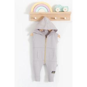 Cepli Kısa Kol Fermuarlı % 100 Pamuk Erkek Bebek Tulumu