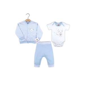 Çizgili Bear Hırkalı % 100 Pamuk Erkek Bebek Takım