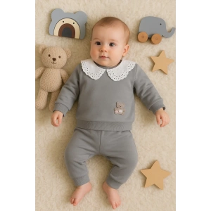 Dantel Yakalı Pamuklu 2li Kız Bebek Takımı